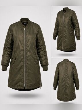 Forever 21 Olive Green Longline Bomber Jacket